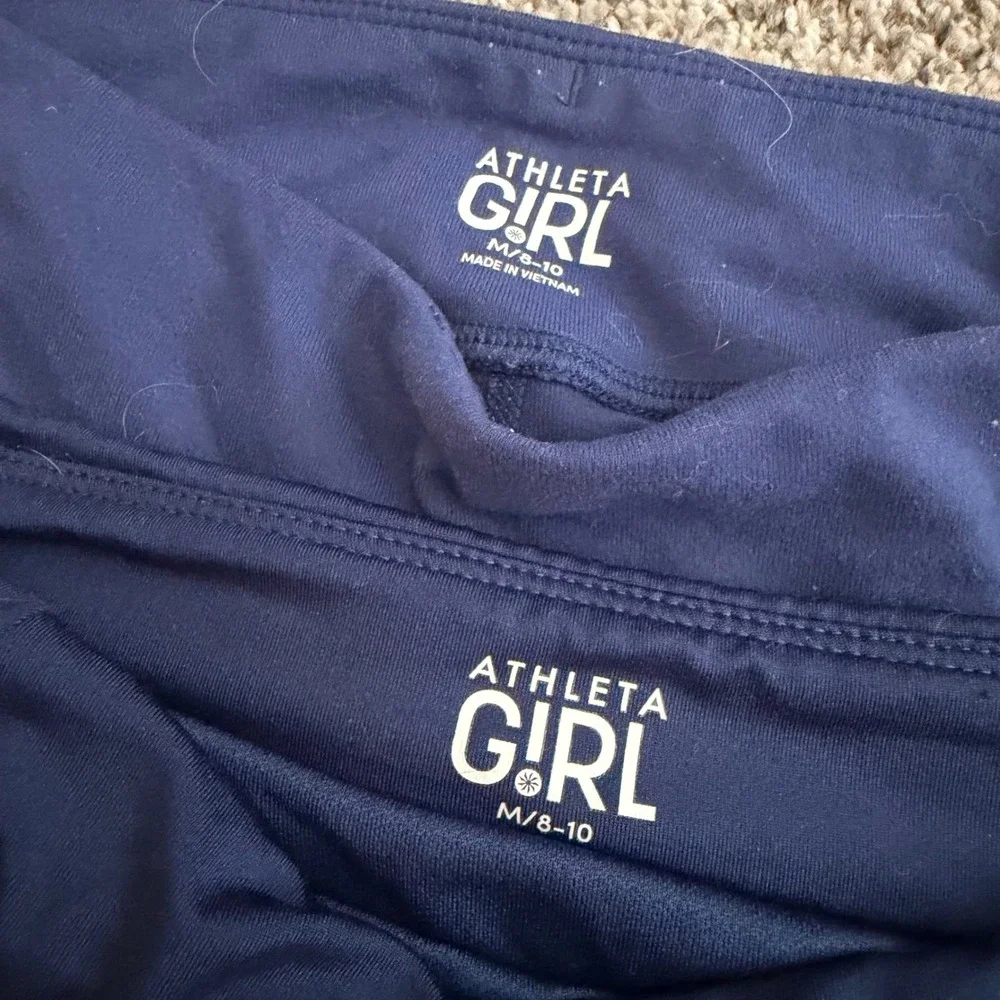 Athleta Girl Navy Leggings and Tie Dye Shorts Set Kids Size M 8-10 Activewear